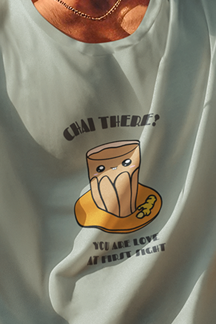 Chai There Graphic Printed Pastel Green Tshirt