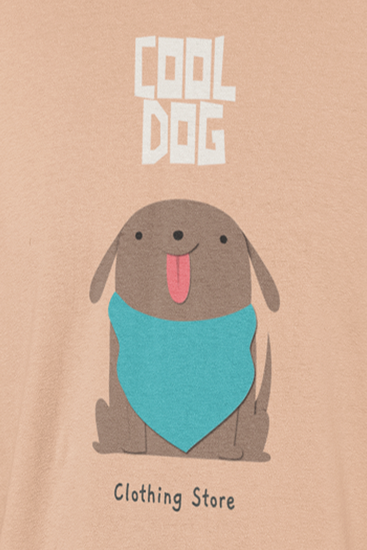 Cool Dog Graphic Printed Peach Tshirt