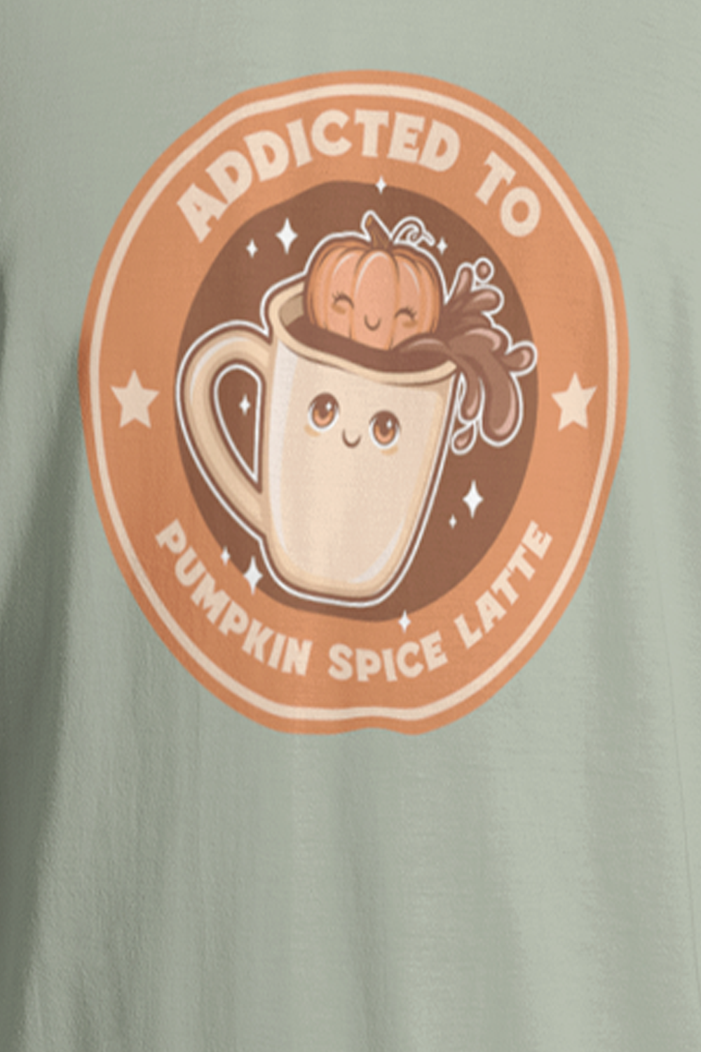 Addicted To Pumpkin Spice Latte Graphic Printed Pastel Green Tshirt