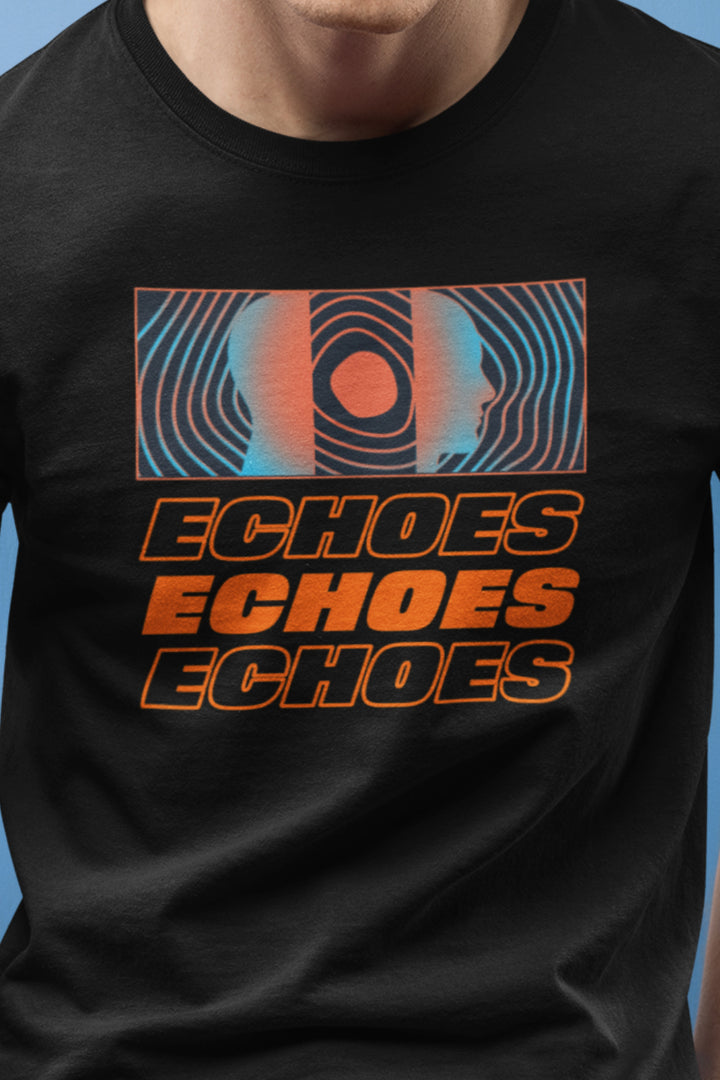 Echoes Graphic Printed Black Tshirt