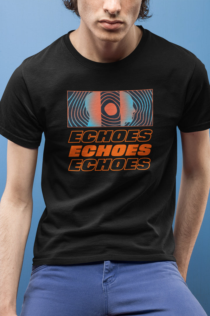 Echoes Graphic Printed Black Tshirt