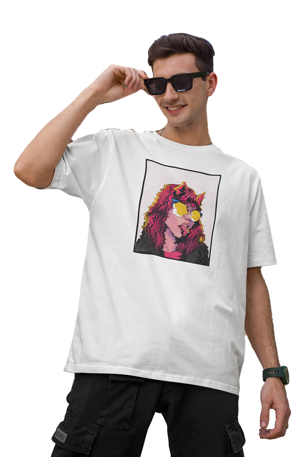 The Glitched Devil Graphic Printed White Tshirt