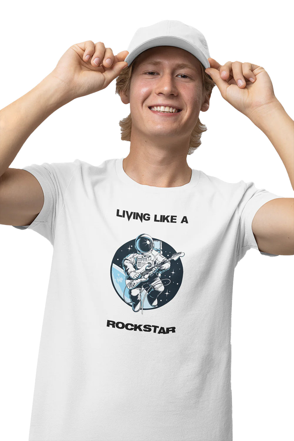 Living Like a Rockstar Graphic Printed White Tshirt