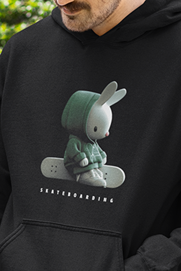 Skateboarding Premium Non Zipper Black Hoodie