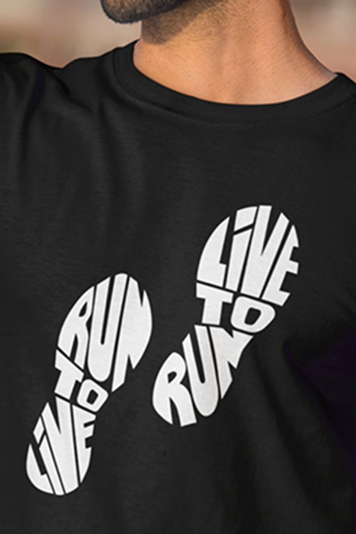 Run To Live Graphic Printed Black Tshirt