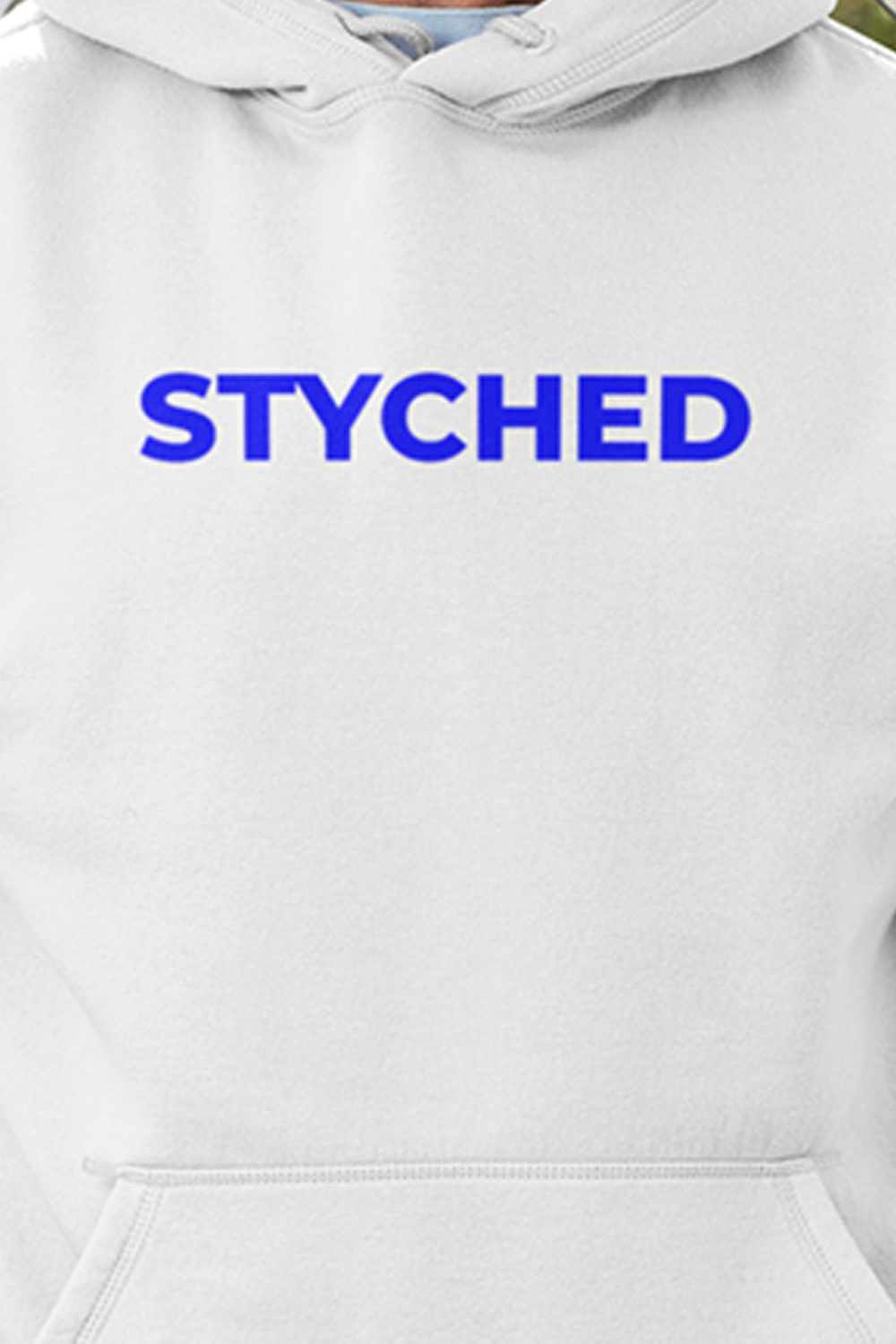 Blue Styched Print Premium Non Zipper White Hoodie