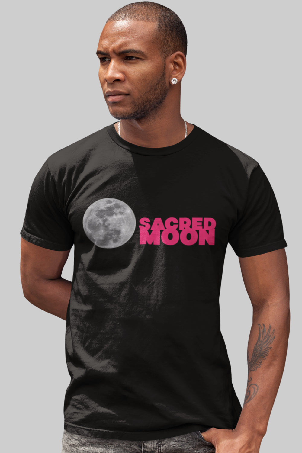 Sacred Moon Graphic Printed Black Tshirt