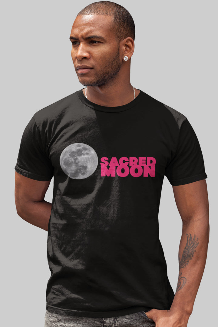 Sacred Moon Graphic Printed Black Tshirt