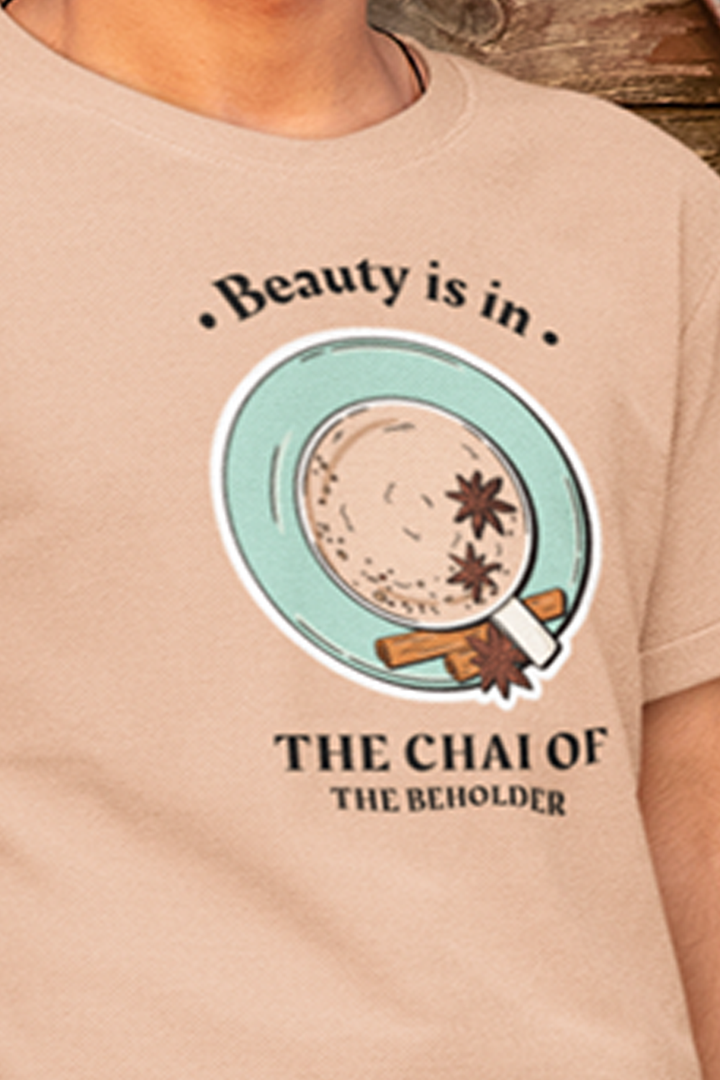 Beauty Is In Graphic Printed Peach Tshirt