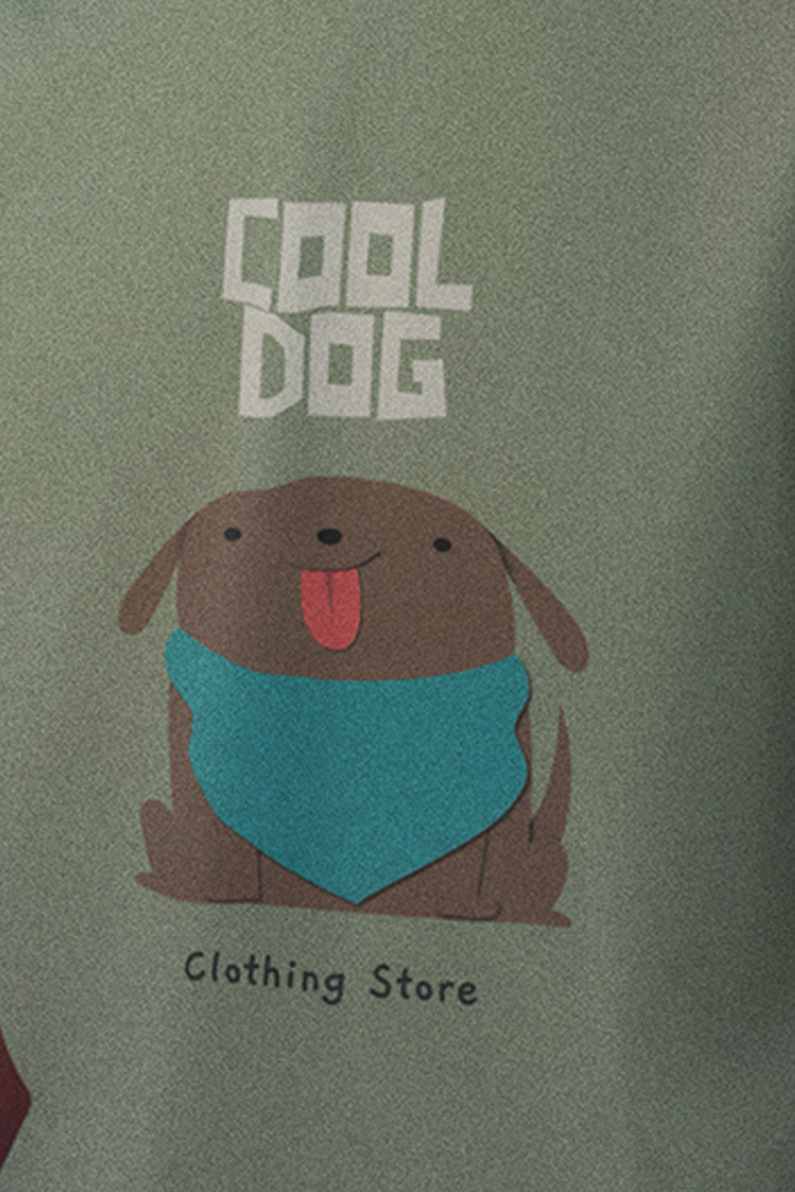 Cool Dog Graphic Printed Pastel Green Tshirt