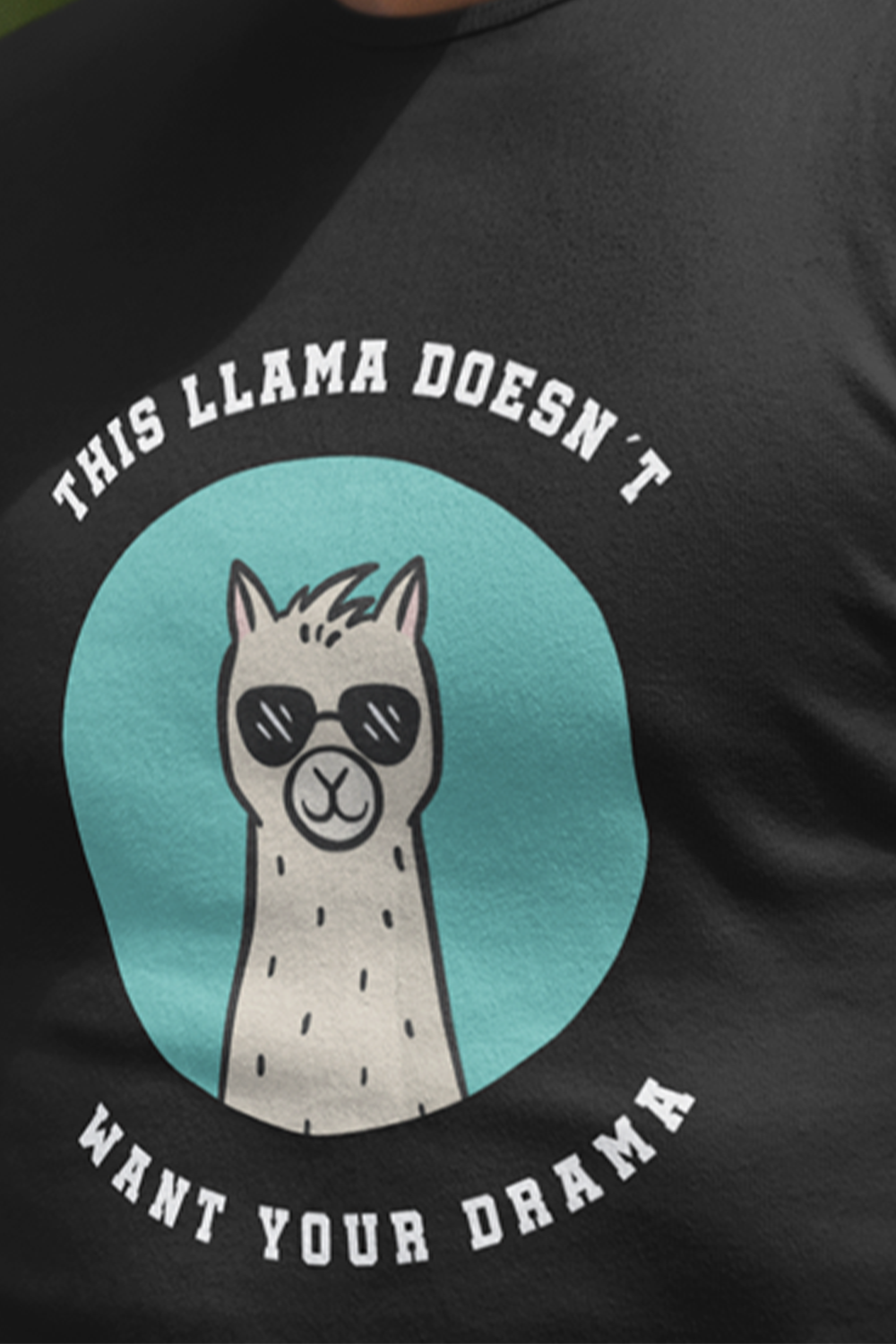 This Llama Doesnt Want Your Drama Graphic Printed Black Tshirt