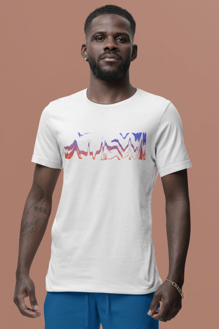 Techno Wave Graphic Printed White Tshirt