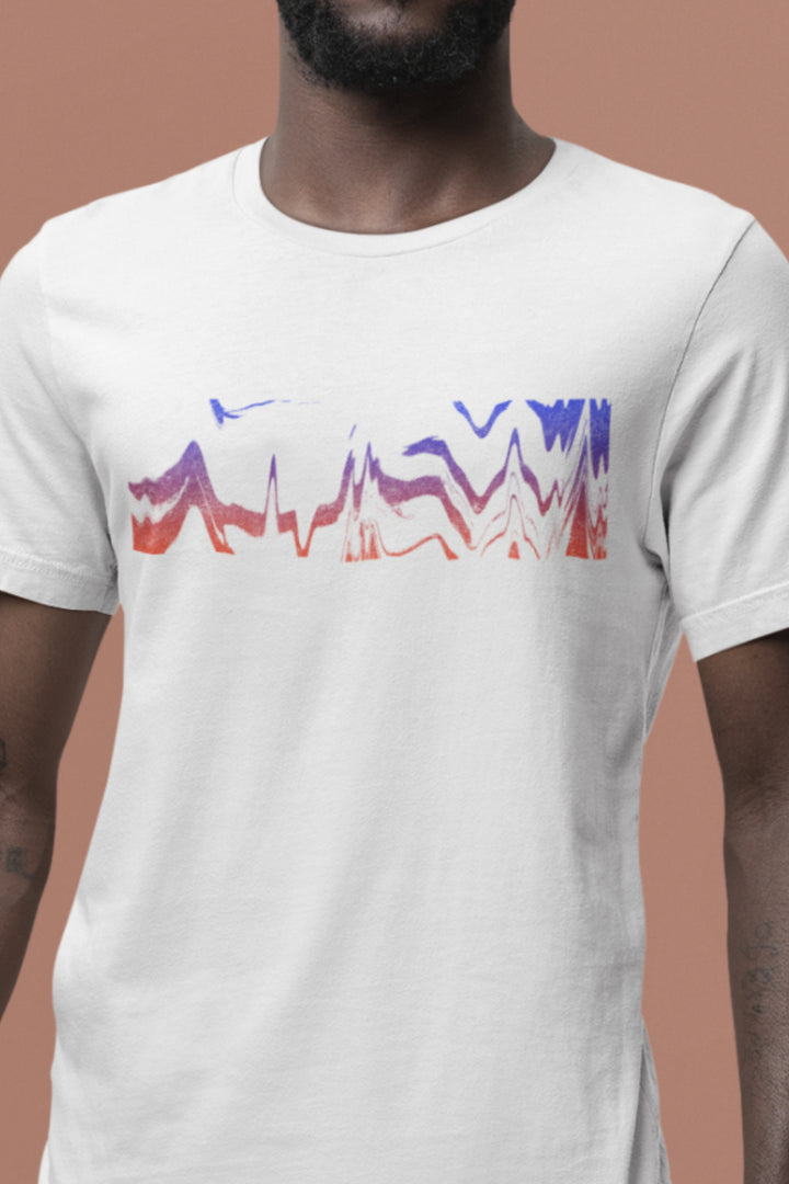 Techno Wave Graphic Printed White Tshirt