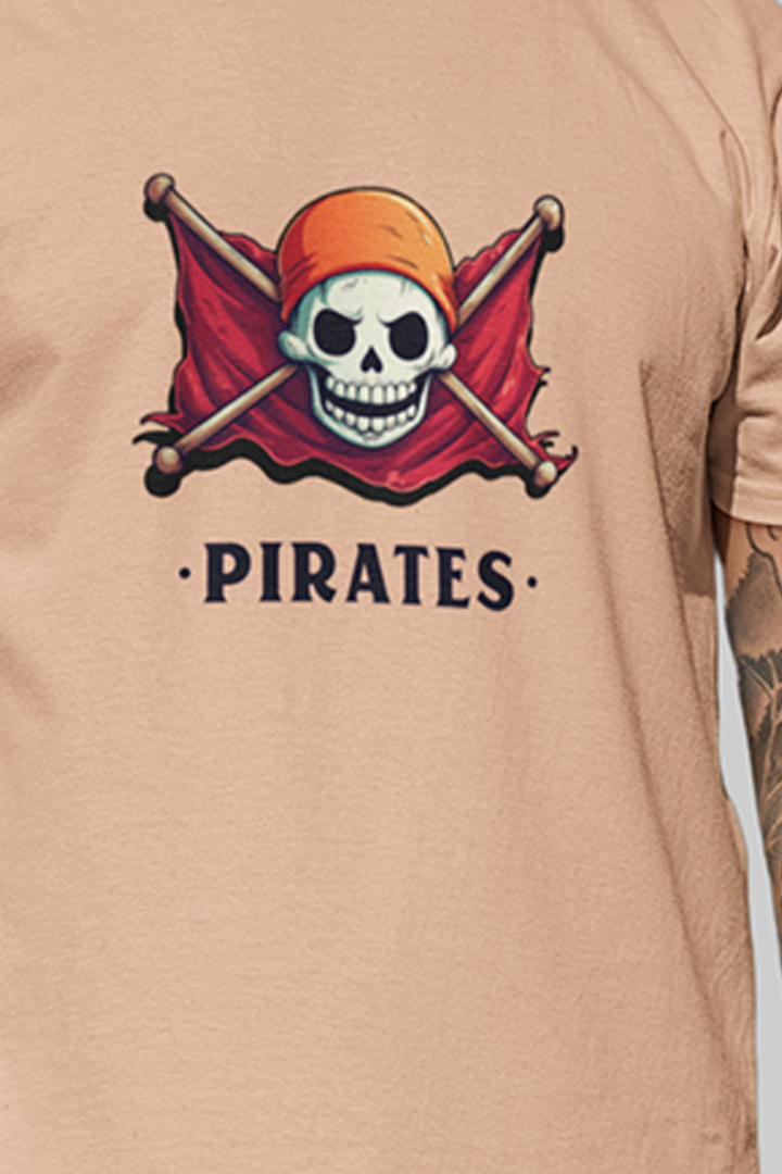 Pirates Graphic Printed Peach Tshirt