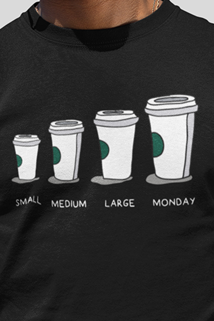 Small to Monday Coffee Graphic Printed Black Tshirt