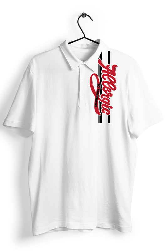 Allergic to Morning Graphic Pocket Printed White Polo Shirt