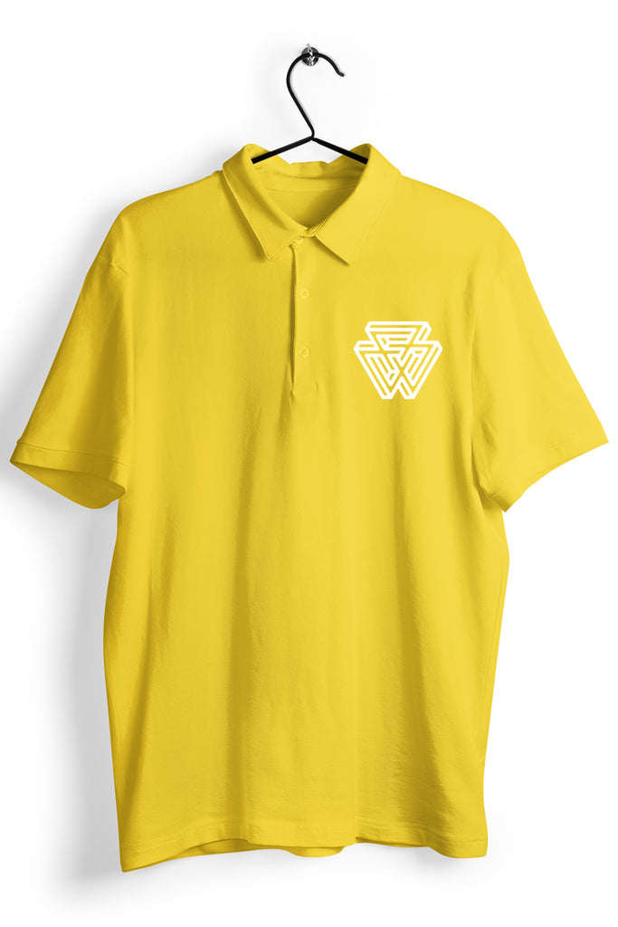 Inverted Graphic Pocket Printed Yellow Polo Shirt