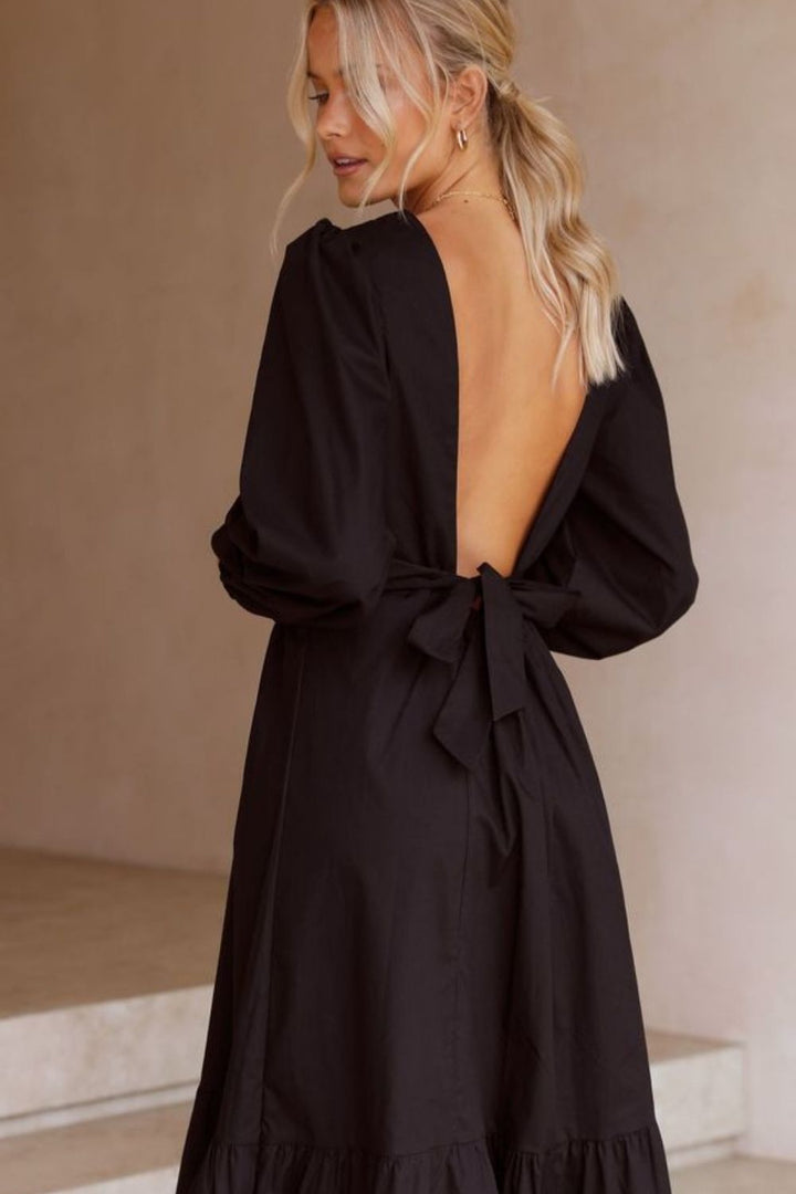 Pretty Black Back Tie Dress