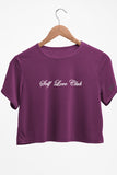 Self Love Graphic Printed Purple Crop Top