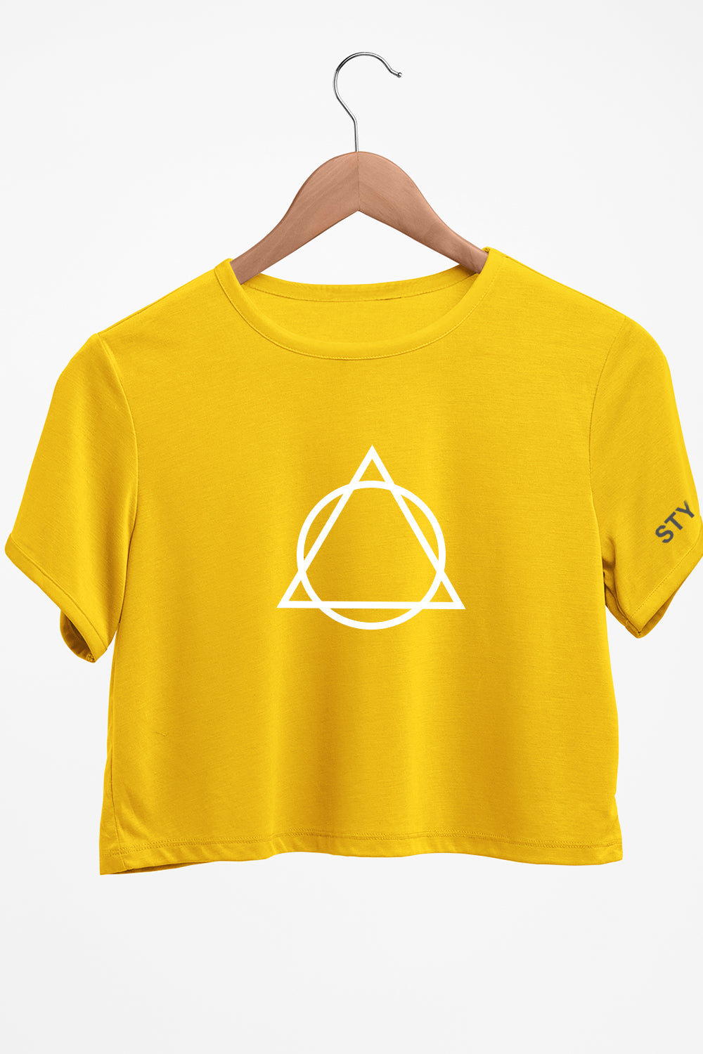 Abstract Graphic Printed Yellow Crop Top