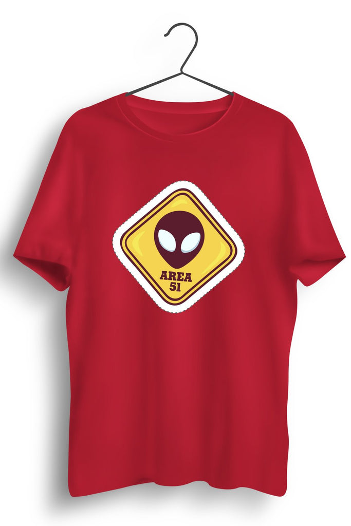 Area 51 Graphic Printed Red Tshirt