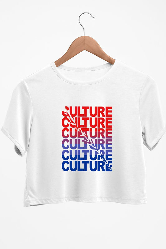Culture Graphic Printed White Crop Top