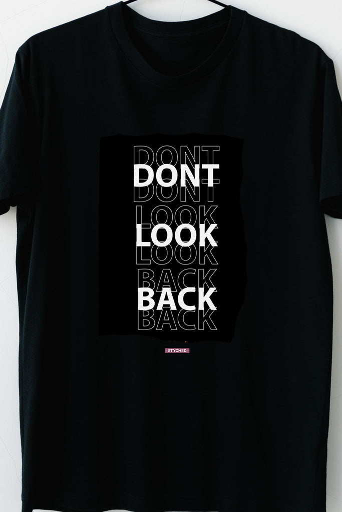 Dont Look Back - Casual Black round neck All climate Tee