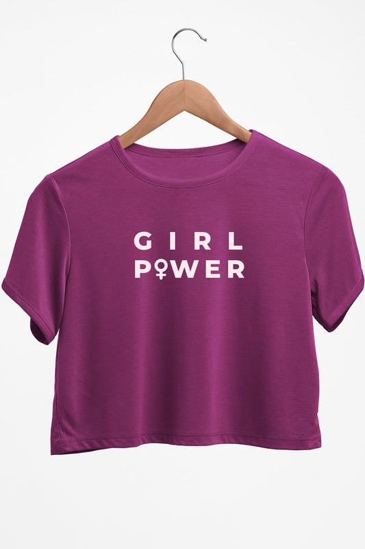 Girl Power Graphic Printed Purple Crop Top