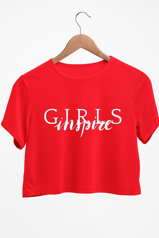 Girls Inspire Graphic Printed Red Crop Top