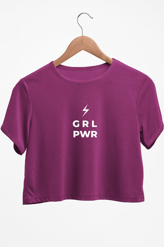Girl Power Minimalistic Print Purple Crop Top
