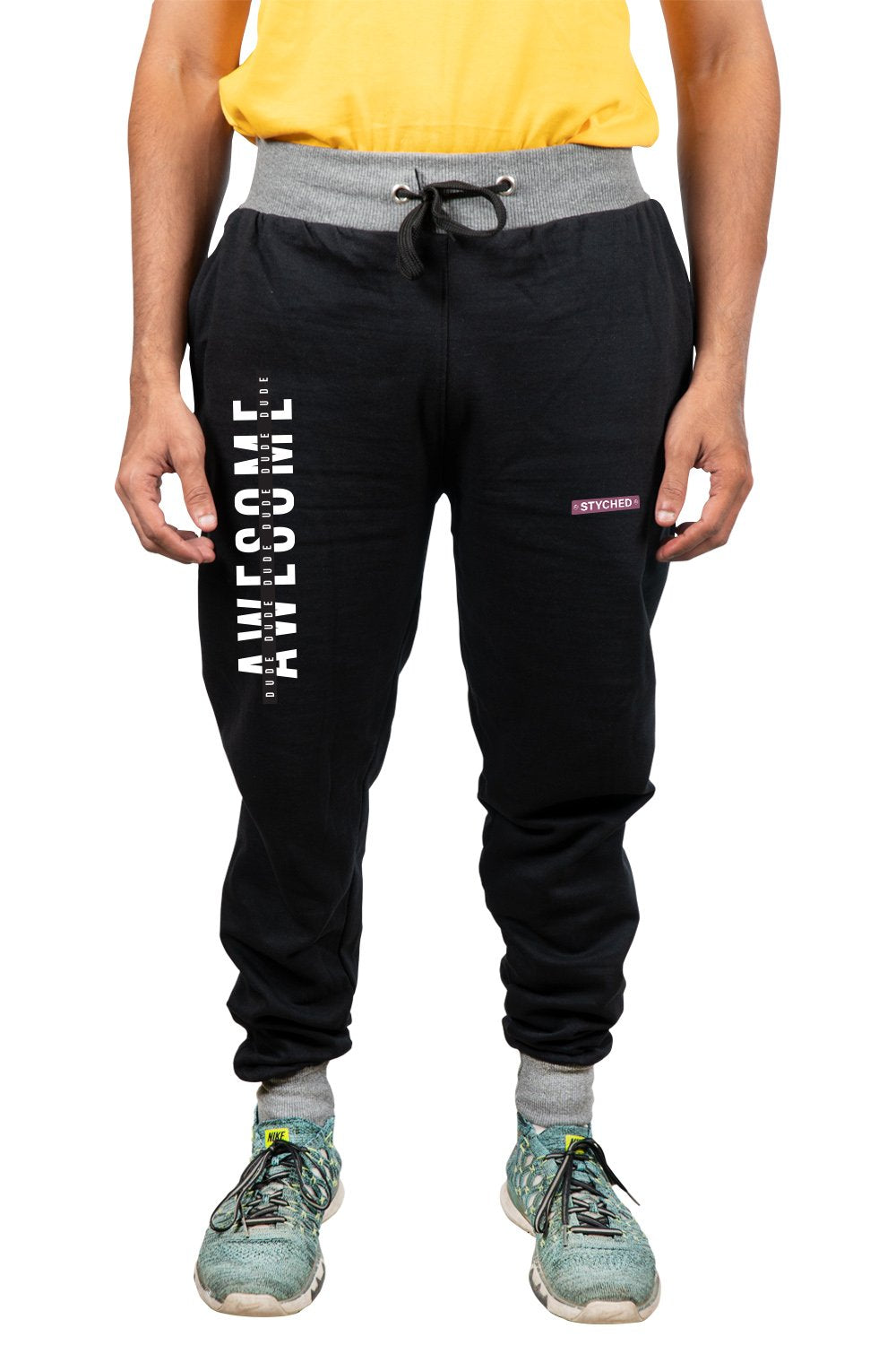 Awesome Dude Graphic Printed Black Breathable Joggers