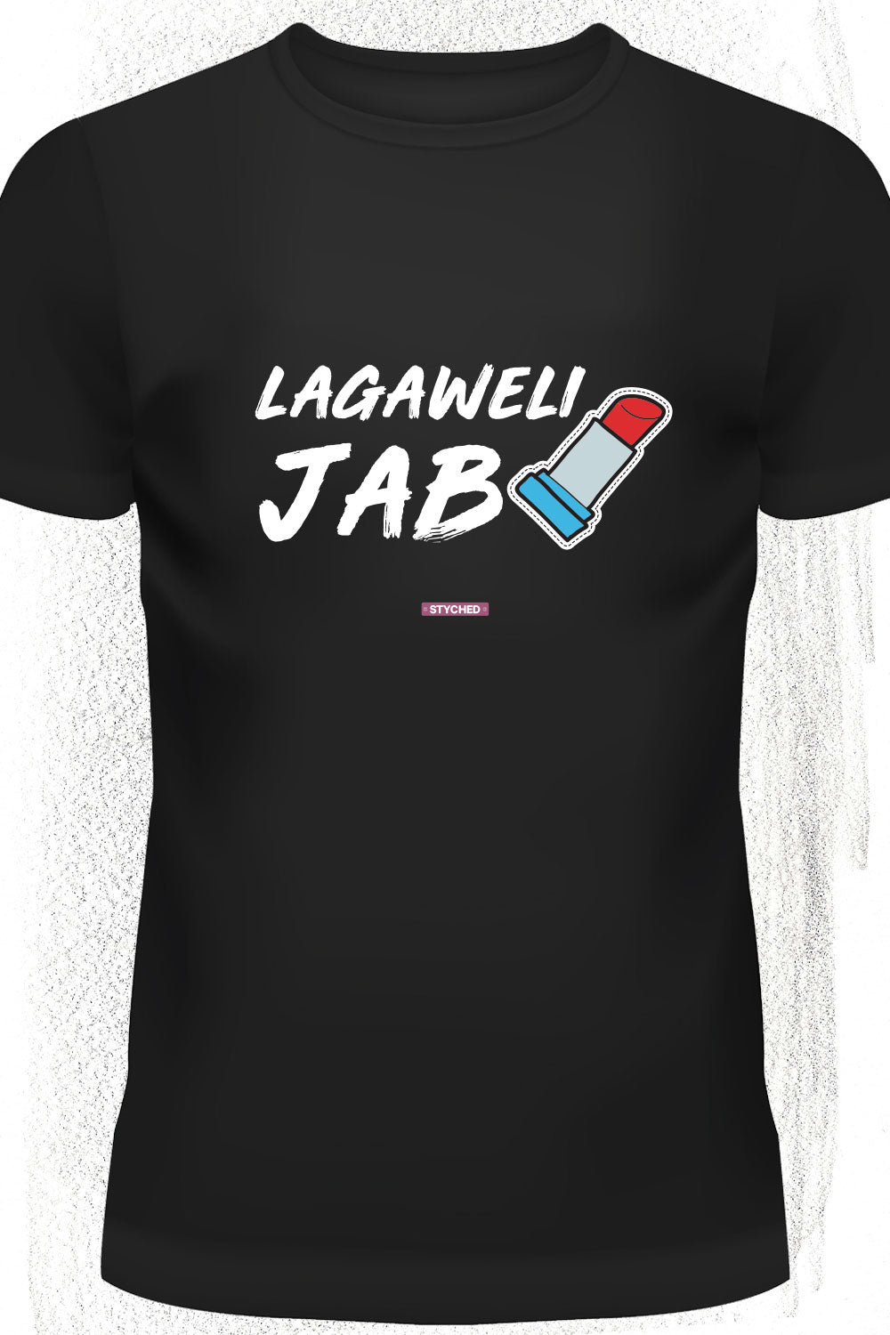 Lagaweli Jab Lipistick - Quirky Graphic T-Shirt Black Color