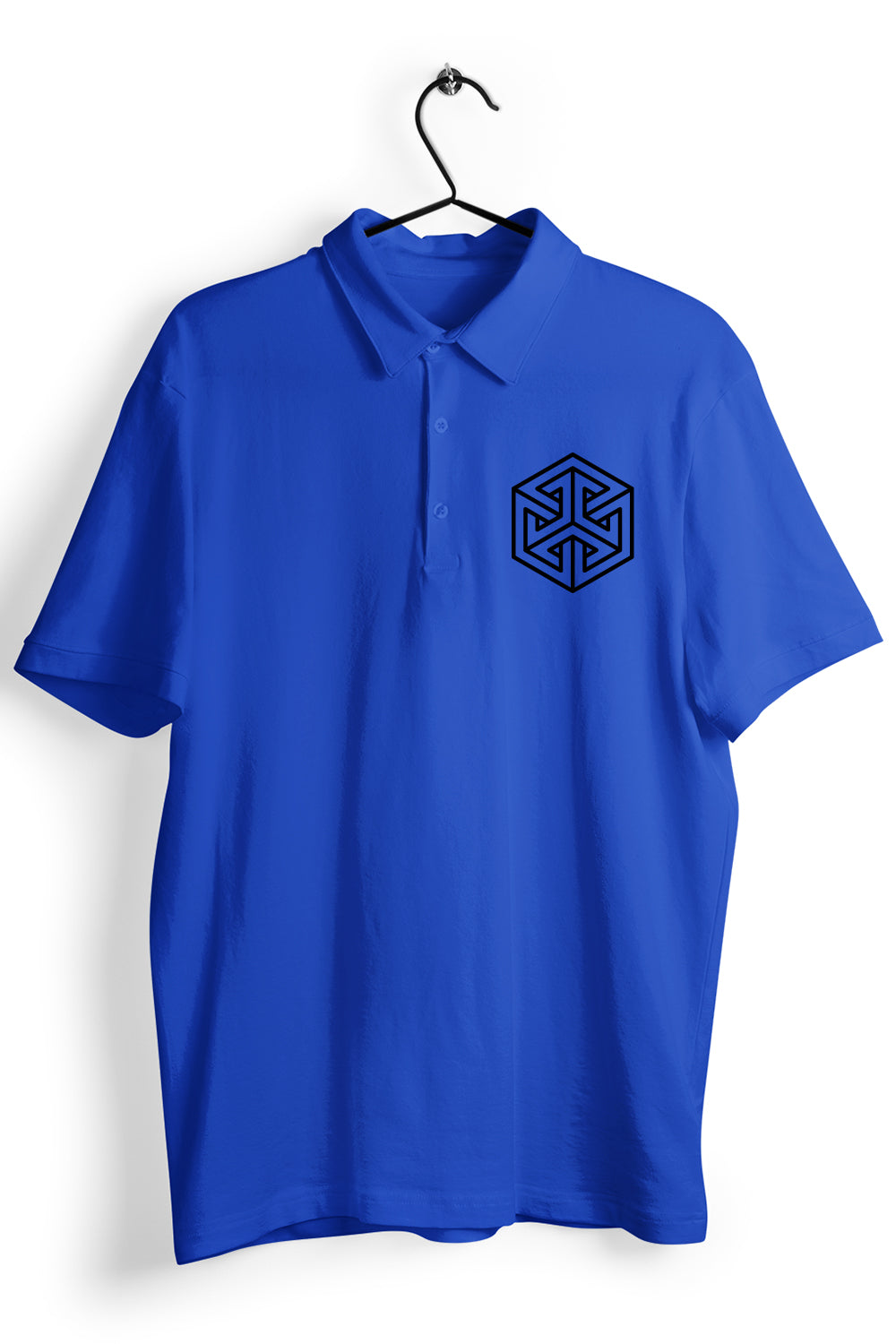 Locked Graphic Pocket Printed Blue Polo Shirt