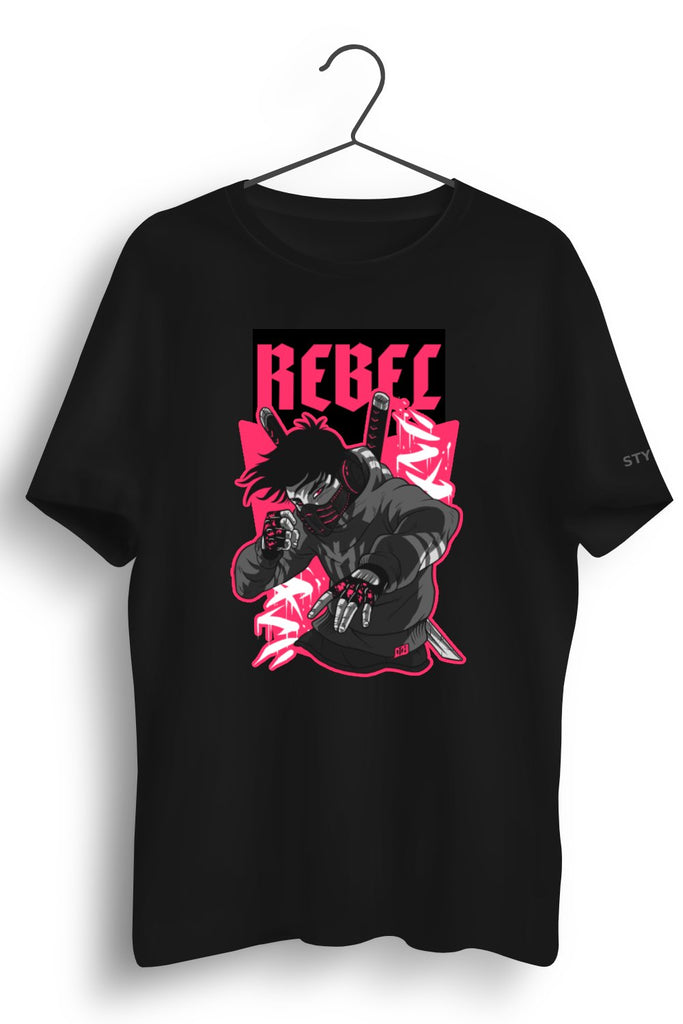 Rebel Graphic Printed Black Tshirt