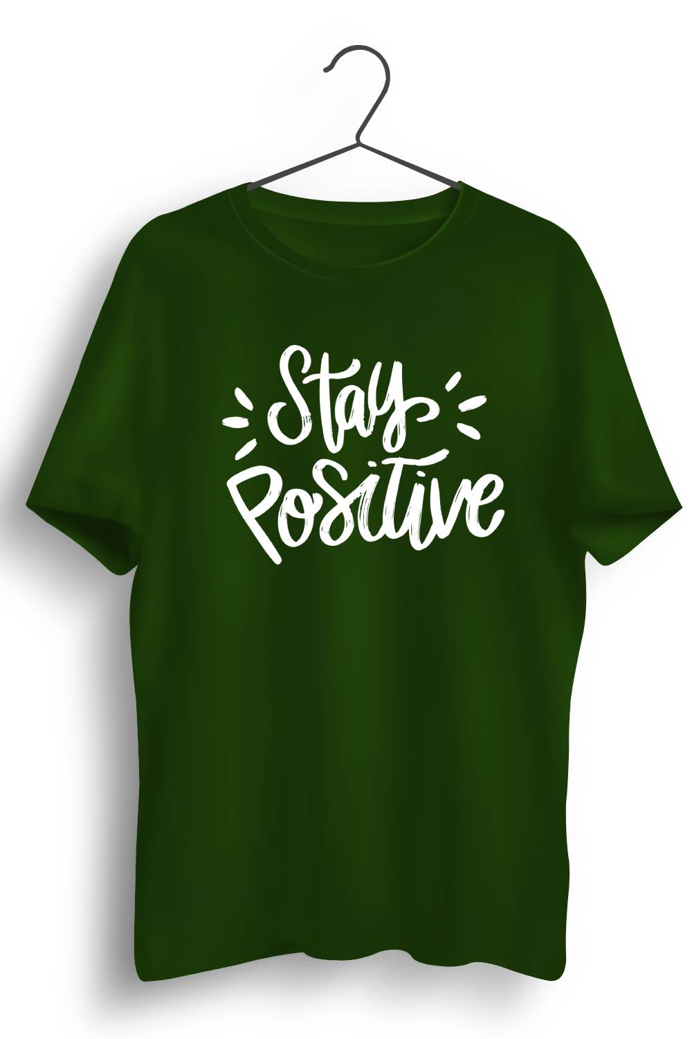 Stay Positive Graphic Printed Green Tshirt