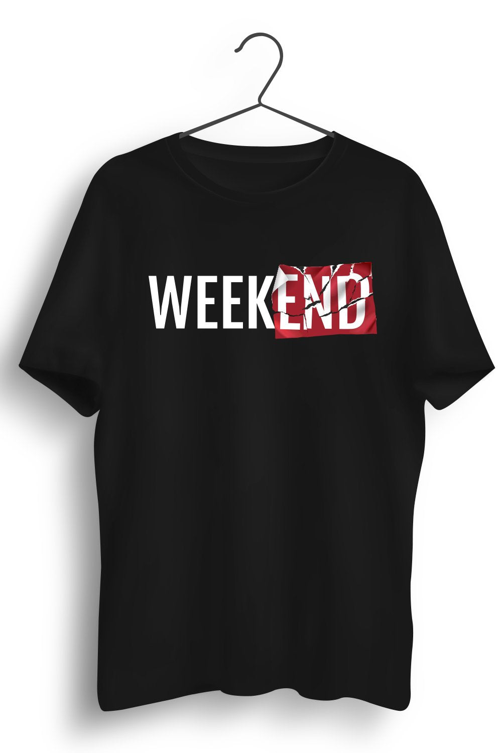 Weekend Graphic Printed Black Tshirt